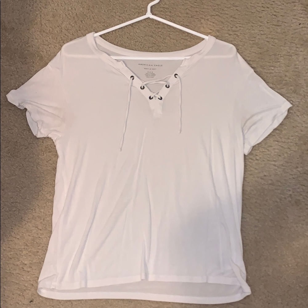 white american eagle tie up shirt